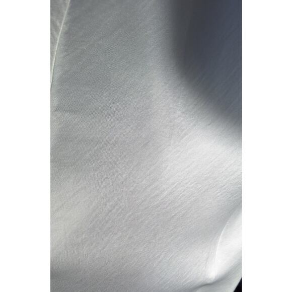 Lulus White Satin Slip Dress Halter Criss Cross Neckline Side Slit Low Back Sz L - Picture 9 of 12